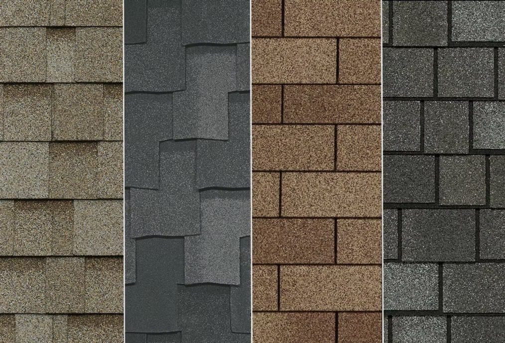 Variety of asphalt shingle roofing textures and colors
