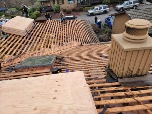 Roof decking exposed during replacement