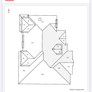 Roof layout diagram with area measurements