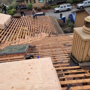 Roof stripped for wood decking repair